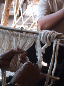 Closeup of Threading the Heddles
