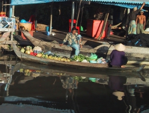Cambodia Shopping By Boat