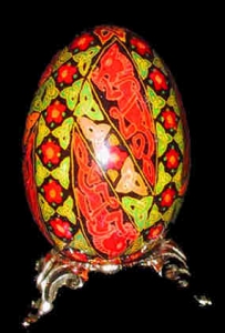 Painted Egg Celtic Dogs 2 Side View