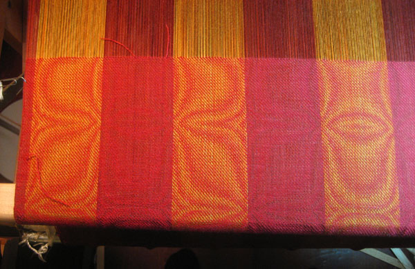 Garnet shawl on the loom