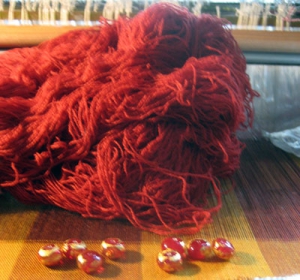Garnet weft shown with beads