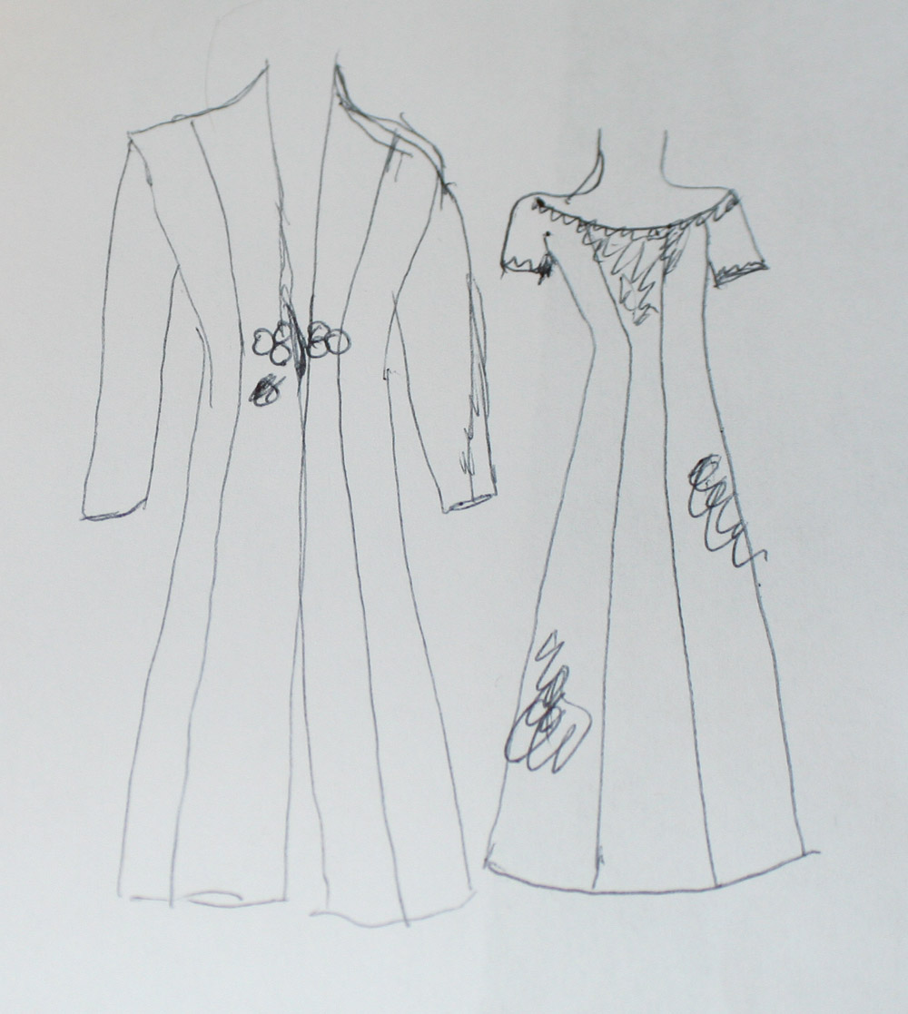Initial sketch of wedding ensemble