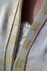 Neckline of handwoven wedding dress / coat