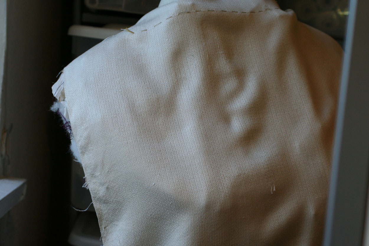 fabric, draped over dress form