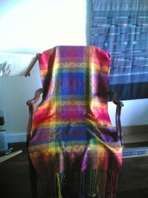 My very first weaving project, an 8-shaft advancing twill from Handwoven Design Collection