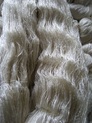 Skein of hand-reeled silk yarn from Laos