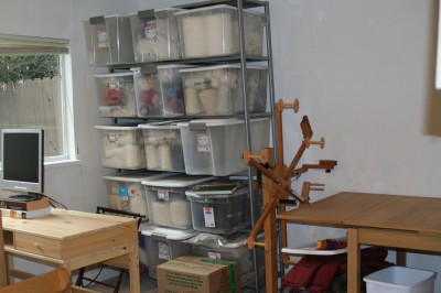 Stash storage in the new fiber arts studio