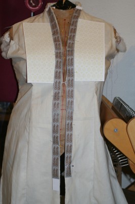 Printed simulations of the woven drafts for the wedding dress