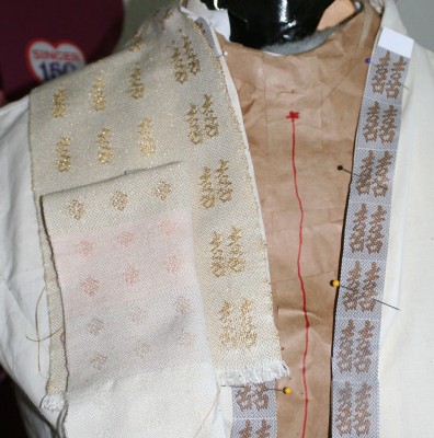 Closeup on handwoven samples for wedding dress