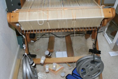 Back of the loom, showing both weights