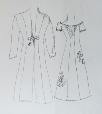 Sketches of new dress designs
