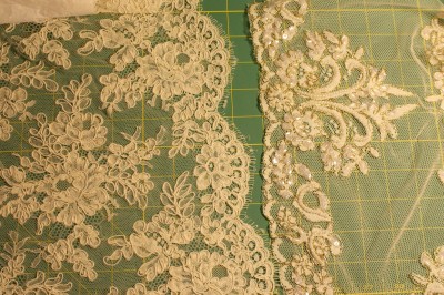 Left, quality Alencon lace; right, cheap Alencon lace