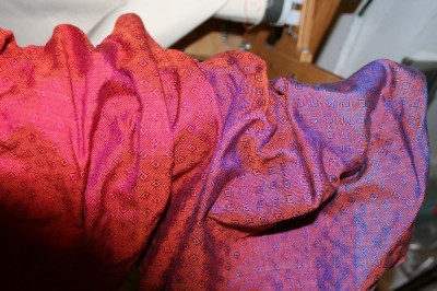 Rumpled view of iridescent shawl