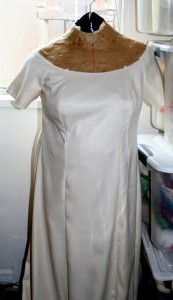 outer shell of dress on dress form