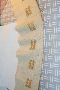 wool ribbon, ruffled, before shaping