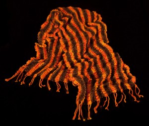 "Lava Flow" handwoven shawl, collapse weave