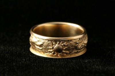 front of dragon - phoenix ring, carved by Carol Mortensen