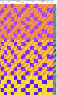 double shaded twill, 1/3 to 3/1 in both blue/purple and yellow/gold