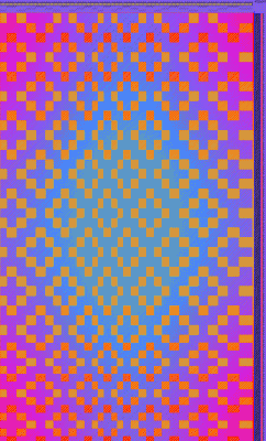 Block doubleweave with three gradients in warp and weft, back view