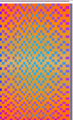 Block doubleweave with three gradients in warp and weft, front view