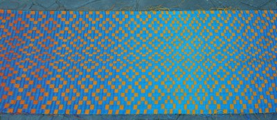 doubleweave shawl, blue side, center