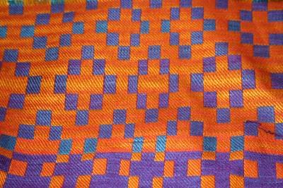 Wet-finished handwoven doubleweave sample, solid color warp and weft, front