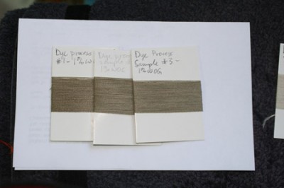 Dye process samples at 1% WOG dye concentration