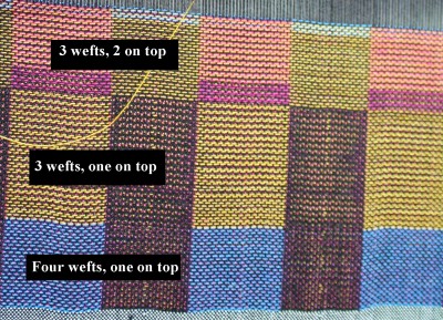 woven taquete samples, 3 and 4 wefts