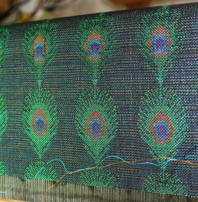3rd version of handwoven peacock feather design
