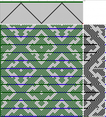 Handweaving.net draft #27803 modified for woven shibori, ties spaced every 8 threads