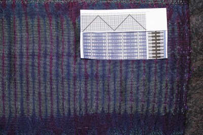 woven shibori, attempt at diamond pattern