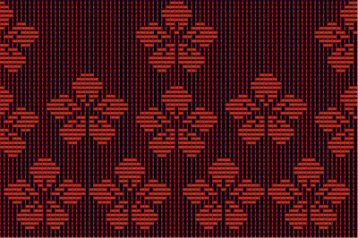 Pentagonal cherry blossom design, in diversified plain weave on 24 shafts