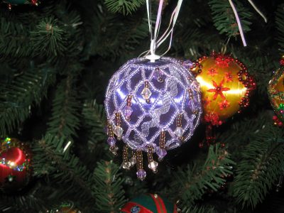 Ornament with beaded netting