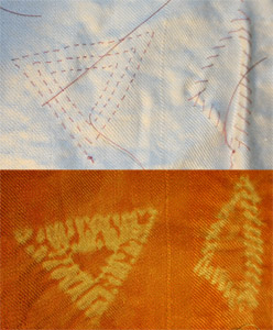 stitched shibori triangles