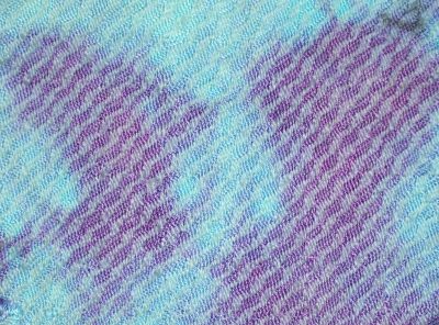fiber-reactive dyes: scrunch-dyed in turquoise and purple