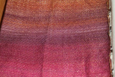 first sample, close-up, painted warp, knitted blank