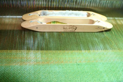 First five inches of weaving on the sample panel