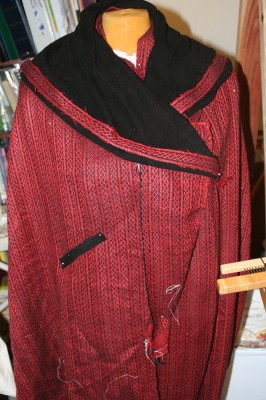 coat mockup, with simulated black piping