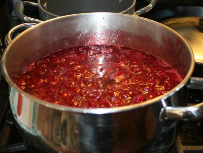 strawberry jam in pot