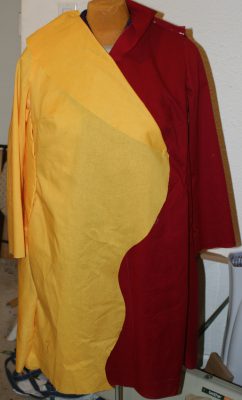 front of pinned-together, curved muslin