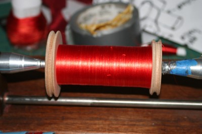 a fully wound skein of tram silk