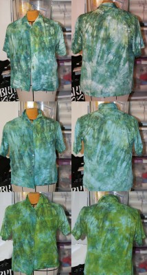 green and blue shirt, overdyed first in cerulean blue and then in kelly green