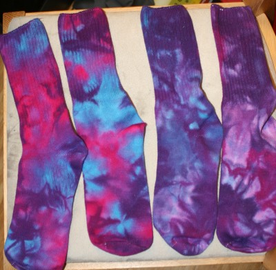 fuchsia and blue socks