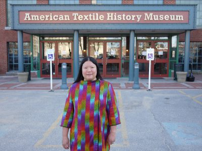 Tien arriving at the American Textile History Museum