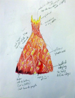 working design for Phoenix Rising dres