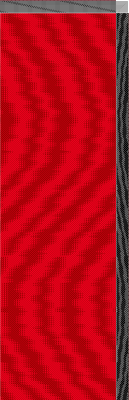 1-3 vs. 3-1 twill, scarlet warp and dark red weft