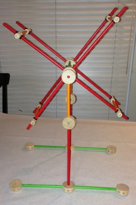 side view of assembled Tinkertoy swift