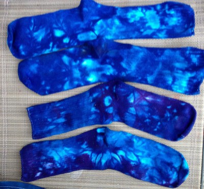 blue turquoise and purple socks