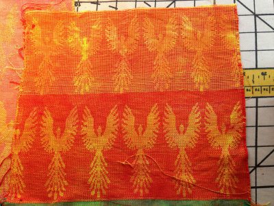 dyed phoenix fabric - red weft - back