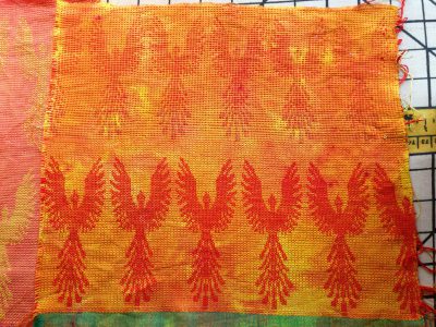 dyed phoenix fabric - red weft - front